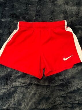 Nike Women's Red Athletic Shorts with White Accents